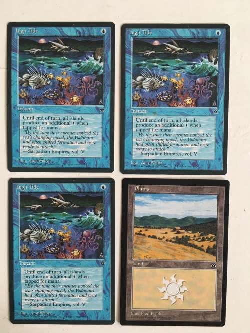 MAGIC THE GATHERING - HIGH TIDE -  FALLEN EMPIRES X 3  AND ANOTHER CARD