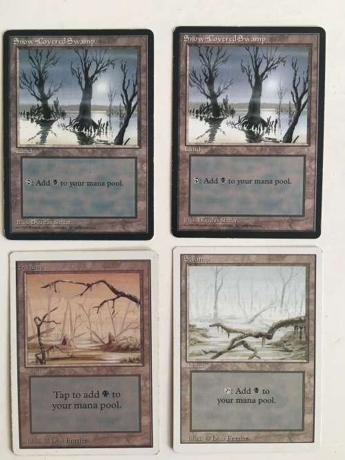 MAGIC THE GATHERING CARDS SWAMP REVISED AND BETA INCLUDED X 4 CARDS
