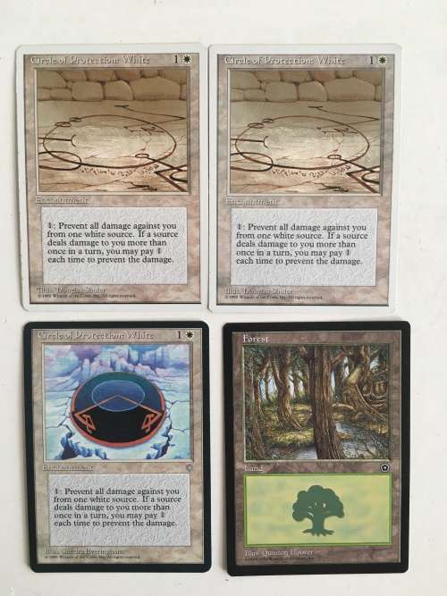 MAGIC THE GATHERING  -  CIRCLE OF PROTECTION WHITE X3 CARDS AND ANOTHER