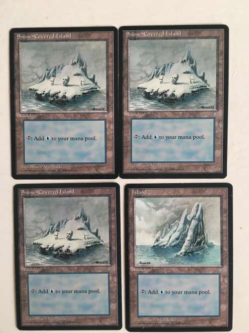MAGIC THE GATHERING - SNOW-COVERED ISLAND ICE AGE 1 SET OF 4 CARDS