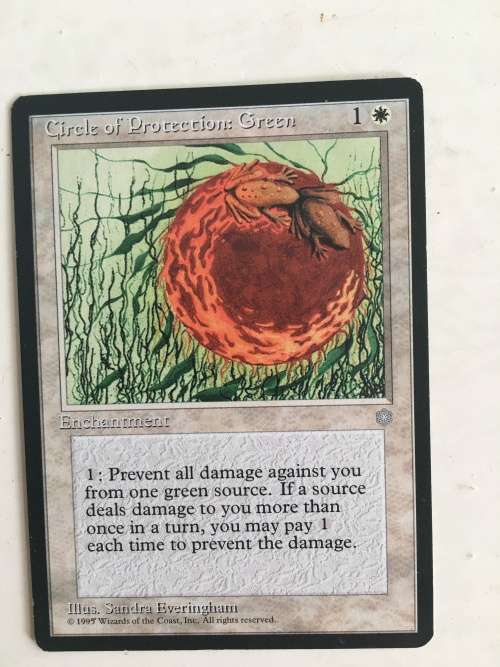 MAGIC THE GATHERING- CIRCLE OF PROTECTION GREEN X 3 CARDS AND ANOTHER  ICE AGE AND 4TH EDITION