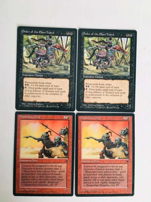 MAGIC THE GATHERING - ORDER OF THE EBON HAND X 2 - BRASSCLAW ORCS X 2 - 2 HALF SETS - 4 CARDS