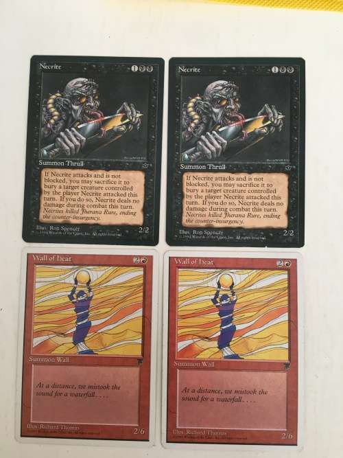 MAGIC THE GATHERING - 2 HALF SETS - NECRITE X 2 - WALL OF HEAT X 2 - 4 CARDS