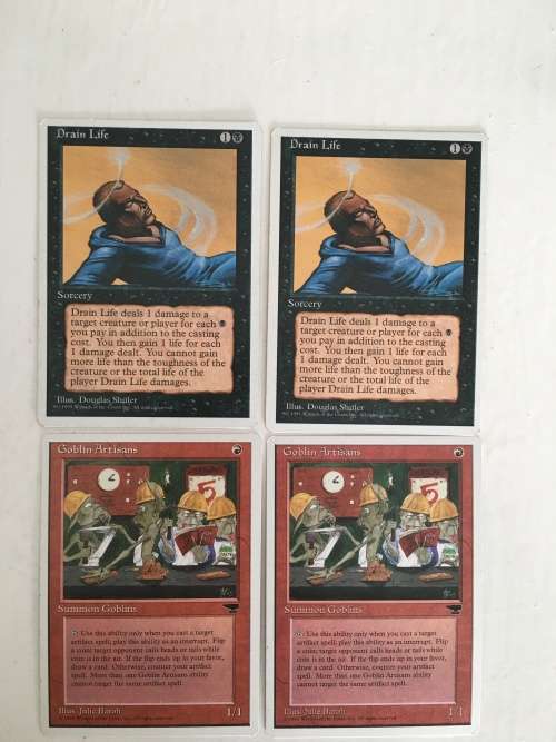 MAGIC THE GATHERING - DRAIN LIFE X 2 - GOBLIN ARTISANS X 2 - 2 HALF SETS - 4 CARDS