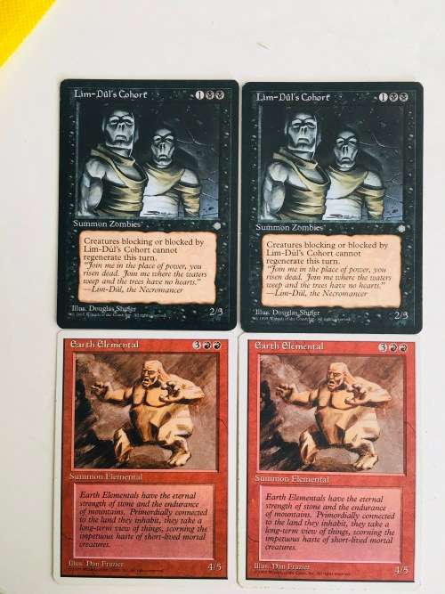MAGIC THE GATHERING - 2 HALF SETS - LIM-DUL`S COHORT X 2 - EARTH ELEMENTAL X 2 - 4 CARDS
