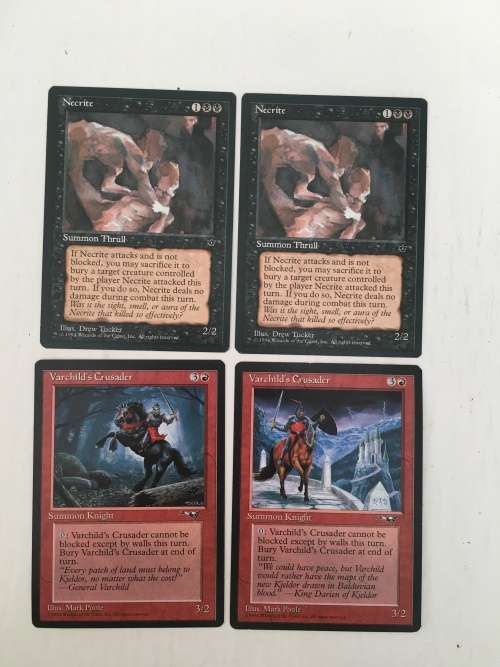 MAGIC THE GATHERING - 2 HALF SETS - NECRITE X 2 -  VARSCHILD`S CRUSADER  X 2 - 4 CARDS