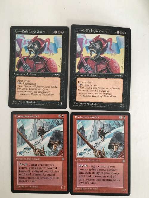 MAGIC THE GATHERING - 2 HALF SETS -  LIM-DUL`S HIGH GUARD - X2 - BARBARIAN GUIDES X 2 - 4 X CARDS