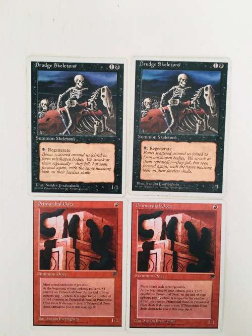 MAGIC THE GATHERING - 2 HALF SETS - DRUDGE SKELETONS X 2 - PRIMORDIAL OOZE X 2  - 4 CARDS