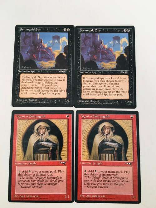 MAGIC THE GATHERING - 2 HALF SETS  X2 - STROMGALD SPY - AGENT OF  STROMGALD - 4 CARDS