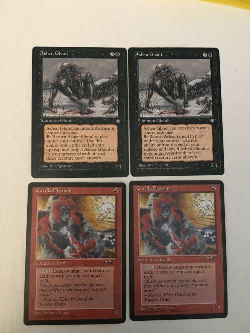 MAGIC THE GATHERING -  2 HALF SETS - ASHEN GHOUL X 2 -  GORILLA SHAMAN X 2 - 4 CARDS