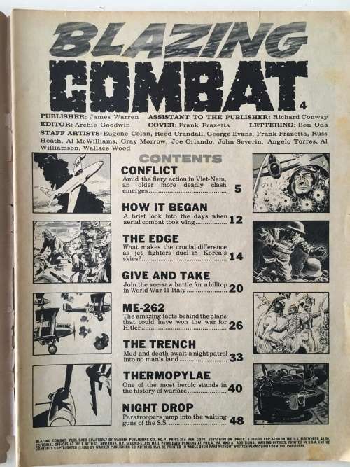WARREN MAGAZINE COMIC / BOOK - BLAZING COMBAT - NO. 4 - 1966