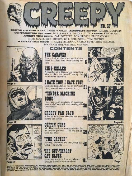VINTAGE CREEPY / COMIC - FIRST MAGAZINE OF ILLUSTRATED HORROR CREEPY -  NO. 37 - 1970