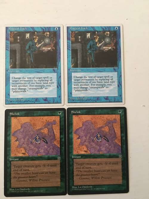 MAGIC THE GATHERING - 2 HALF SETS - MAGICAL HACK X 2 - SHRINK X 2 - 4 CARDS