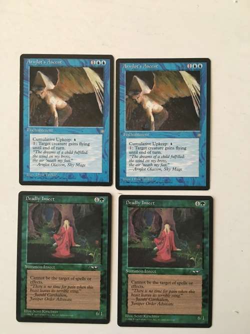 MAGIC THE GATHERING - 2 HALF SETS - ARNJLOT`S ASCENT X 2 - DEADLY INSECT X2 - 4 CARDS
