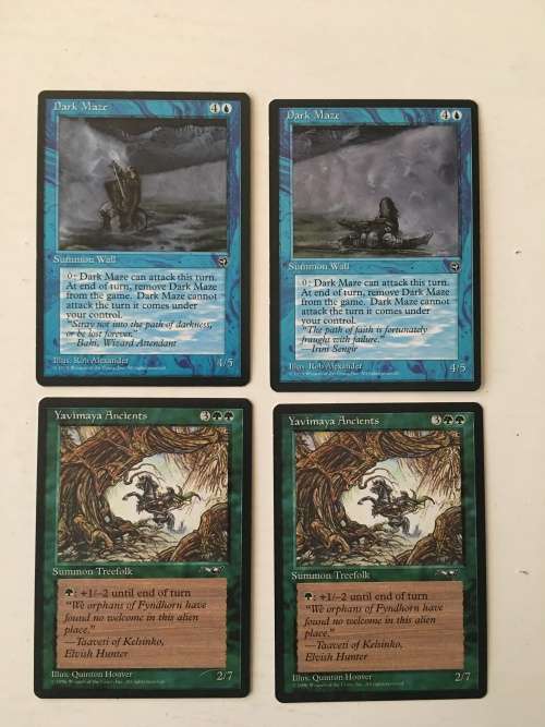 MAGIC THE GATHERING - 2 HALF SETS - X 2 - YAVIMAYA ANCIENTS X 2 -  DARK MAZE X2 - 4 CARDS