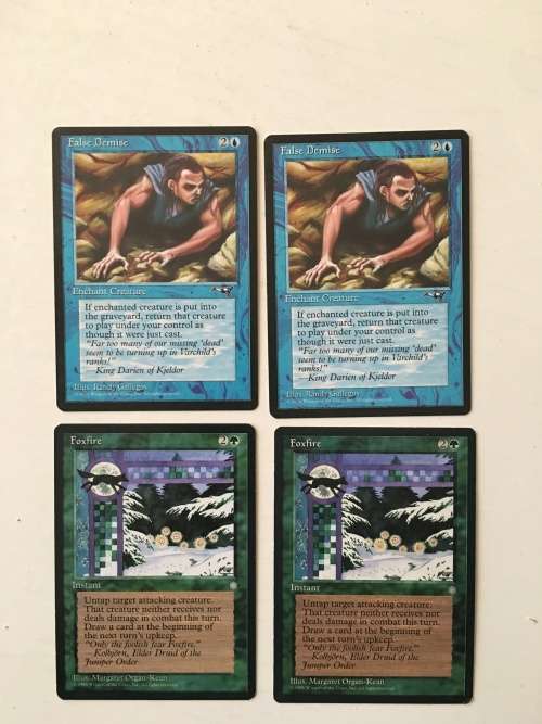 MAGIC THE GATHERING - FOXFIRE X 2 - FALSE DEMISE X 2 - 2 HALF SETS - 4 CARDS