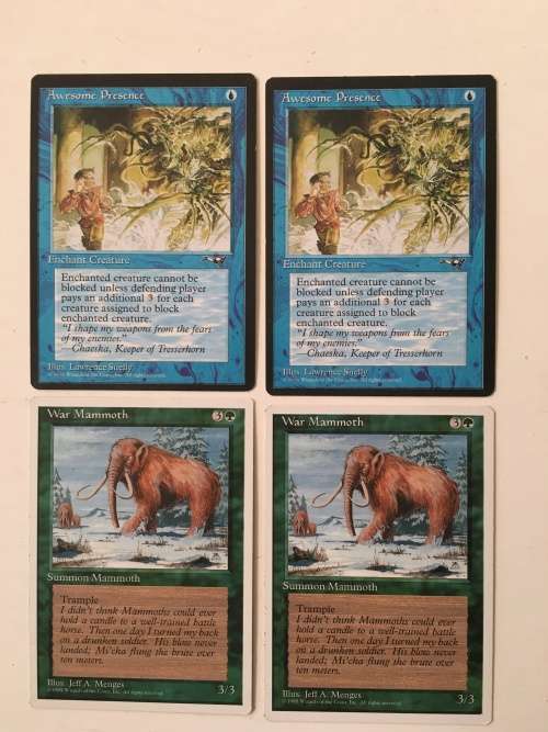 MAGIC THE GATHERING - AWESOME PRESENCE X 2 - WAR MAMMOTH X 2 - 4 CARDS