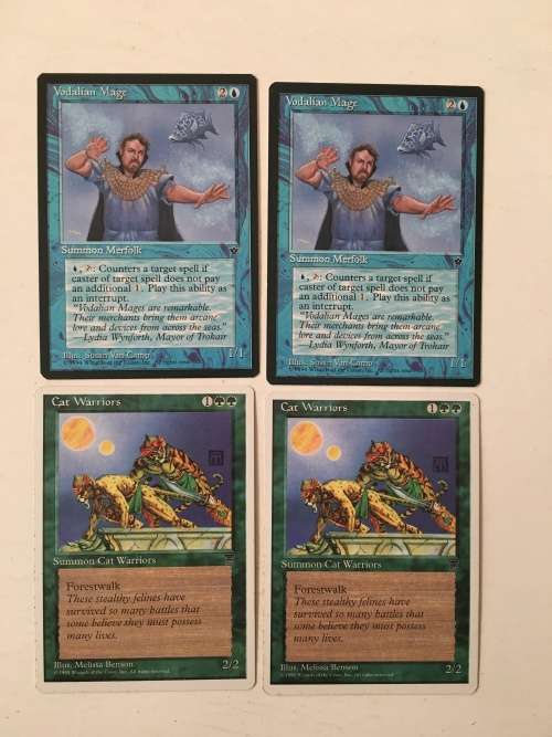 MAGIC THE GATHERING - VODALIAN MAGE X 2 - CAT WARRIORS X 2 - 4 CARDS