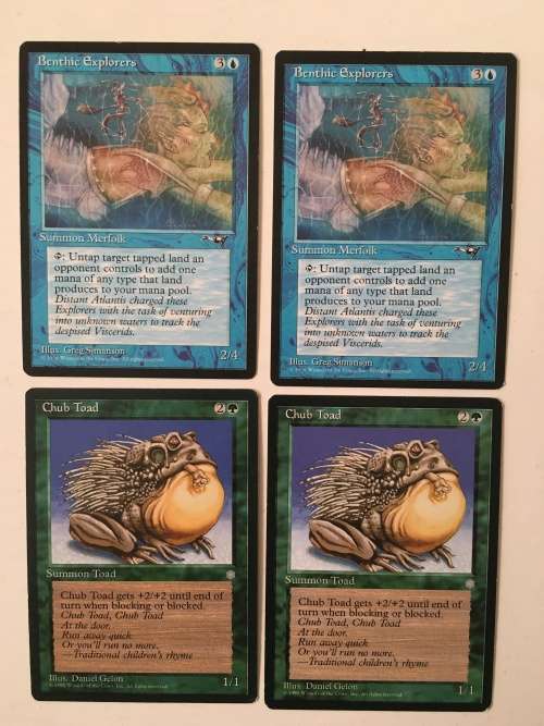 MAGIC THE GATHERING 2 HALF SETS - BENTHIC EXPLORERS  X2 - CHUB TOAD X 2 - 4 CARDS