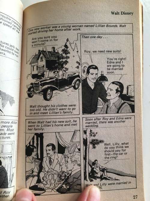 VINTAGE SMALL PAPER BACK BOOK - BIOGRAPHY OF WALT DISNEY IN COMIC STRIP FORM - 1984