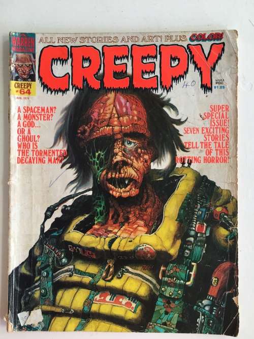 VINTAGE WARREN MAGAZINE - CREEPY -  NO. 64 - 1974  BACK COVER MISSING