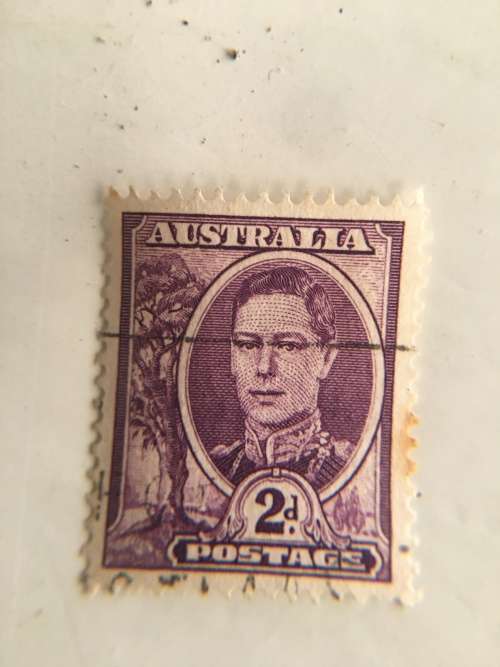 AUSTRALIA USED 2D KING GEORGE STAMP