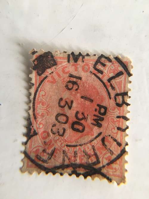 AUSTRALIA QUEEN VICTORIA USED ONE PENNY STAMP