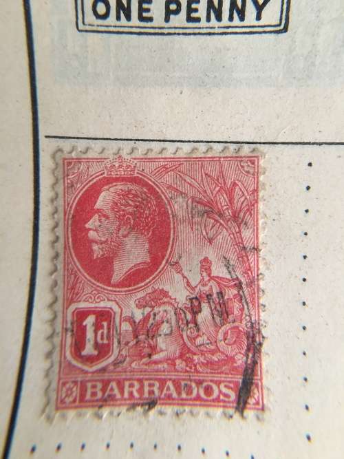 BARBADOS USED KING GEORGE V 1D USED STAMP