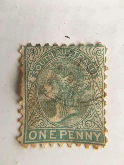 AUSTRALIA GREEN 1 PENNY USED QUEEN VICTORIA STAMP