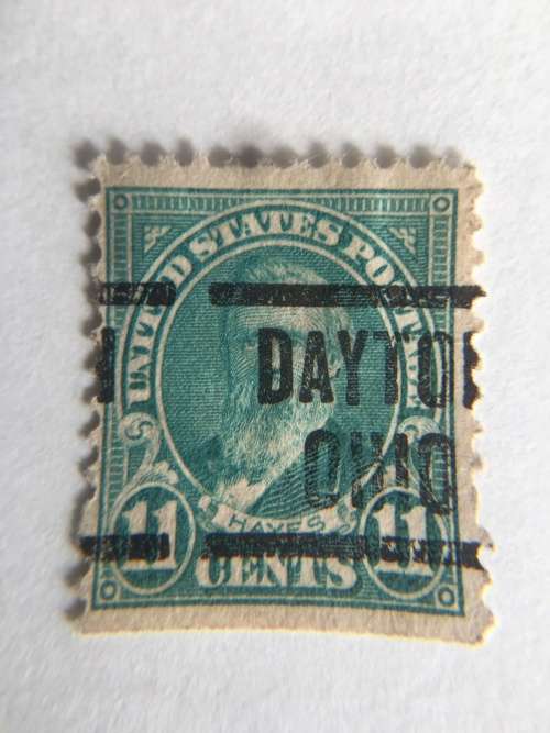 AMERICA HAYES 11c USED PRINTED OVER  STAMP