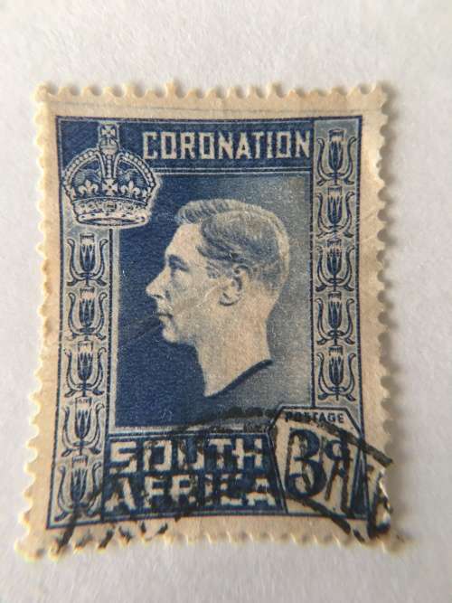 SOUTH AFRICA CORONATION 3c USED STAMP