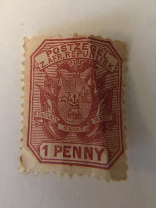 SOUTH AFRICA - UNUSED OLD  Z. AFR. REPUBLIEK 1 PENNY STAMP NOTE 1 PENNY IN RED NOT GREEN