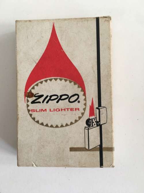 VINTAGE SLIM ZIPPO  LIGHTER WITH FIRESTONE LOGO IN ORIGINAL BOX