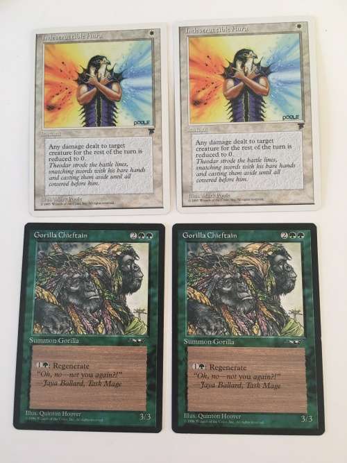 MAGIC THE GATHERING -  2 HALF SETS - GORILLA CHIEFTAIN / INDESTRUCTIBLE AURA