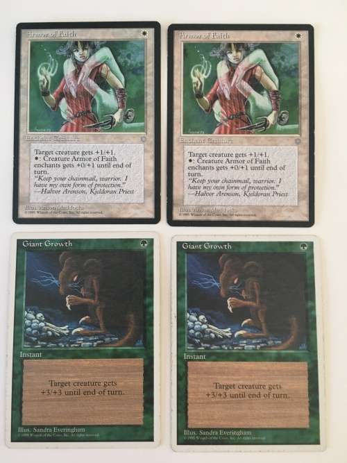 MAGIC THE GATHERING - ARMOR OF FAITH X 2 - GIANT GROWTH X 2 - 2 HALF SETS