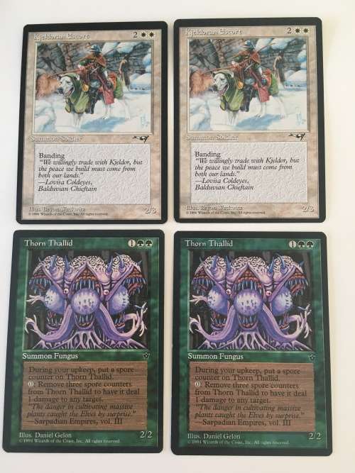 MAGIC THE GATHERING - 2 HALF SETS - KJELDORAN ESCORT X 2 - THORN THALLID X 2