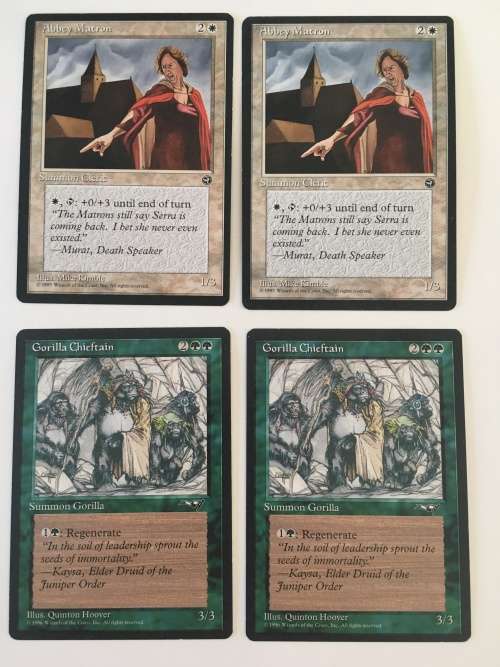 MAGIC THE GATHERING  - 2 HALF SETS -  ABBEY MATRON X 2 - GORILLA CHIEFTAIN X2