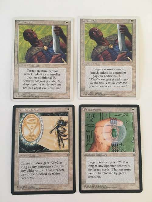 MAGIC THE GATHERING  - 2 HALF SETS -   BRAINWASH X 2 - WHTE AND GREEN SCARAB