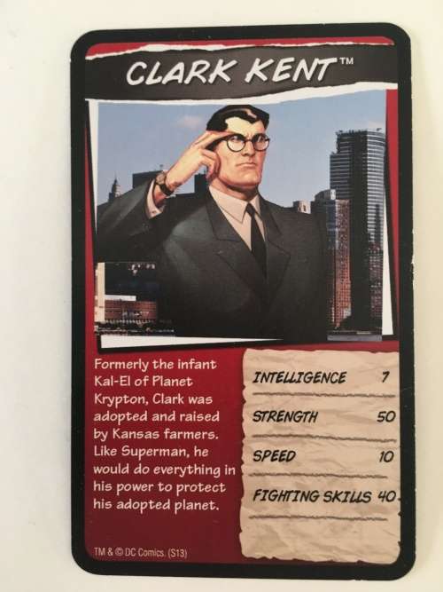 DC HEROS TRADING CARDS - CLARK KENT - 2017 2 DIFFERENT EDITIONS