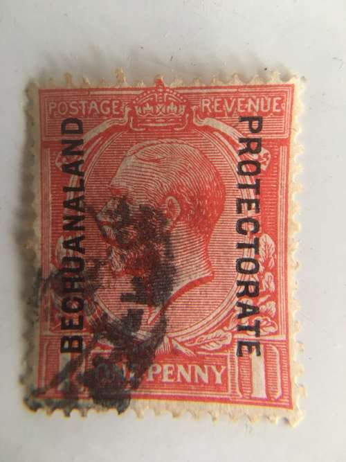 USED KING GEORGE V STAMP PRINTED OVER BECHUANALAND