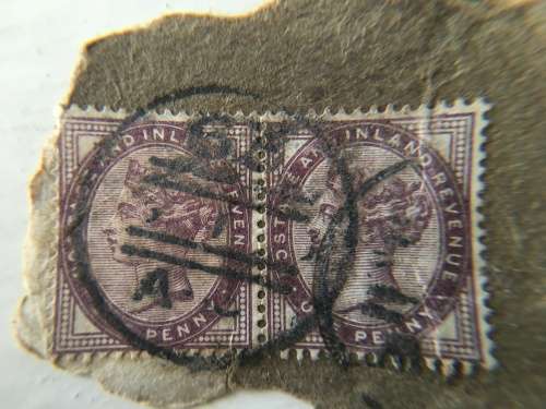 GREAT BRITAIN USED 1 PENNY PAIR 1881 QUEEN VICTORIA