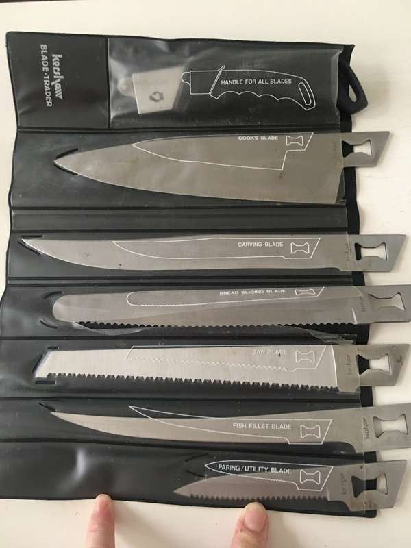 LOVELY 6 PIECE  KERSHAW UTILITY 6 BLADE KNIFE SET FOR THE KITCHEN  - IN A CARRY CASE