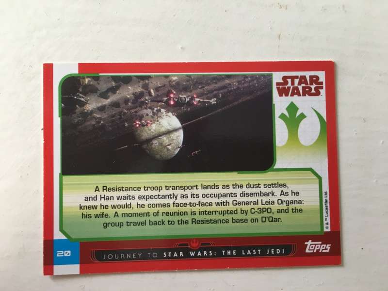 TOPPS -  STAR WARS CARD - THE LAST JEDI