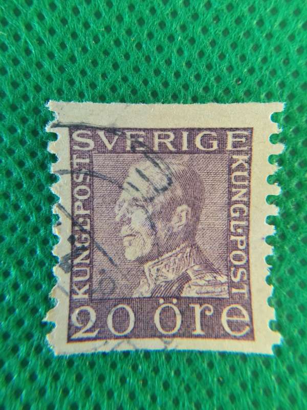 SWEDEN VERY RARE KING GUSTAV 1921 20 ORE USED STAMP