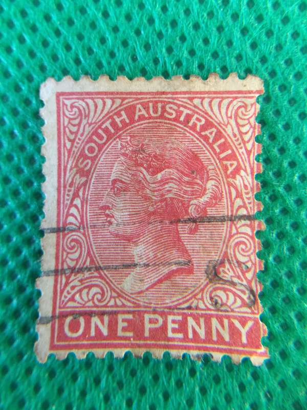 AUSTRALIA SOUTH USED QUEEN VICTORIA ONE PENNY STAMP