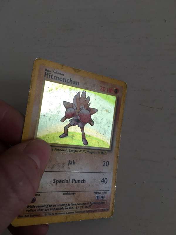 VINTAGE POKEMON TRADING CARD - HITMONCHAN - REVERSE HOLOGRAPHIC CARD