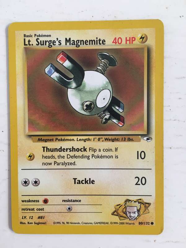 VINTAGE POKEMON TRADING CARD - LT. SURGE`S MAGNEMITE