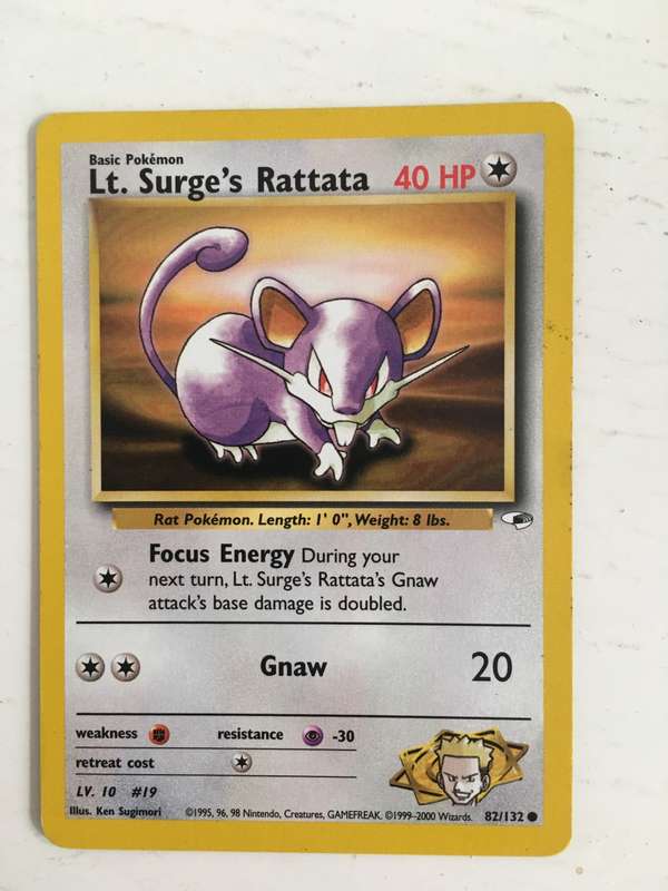 VINTAGE POKEMON TRADING CARD- LT. SURGE`S RATTATA