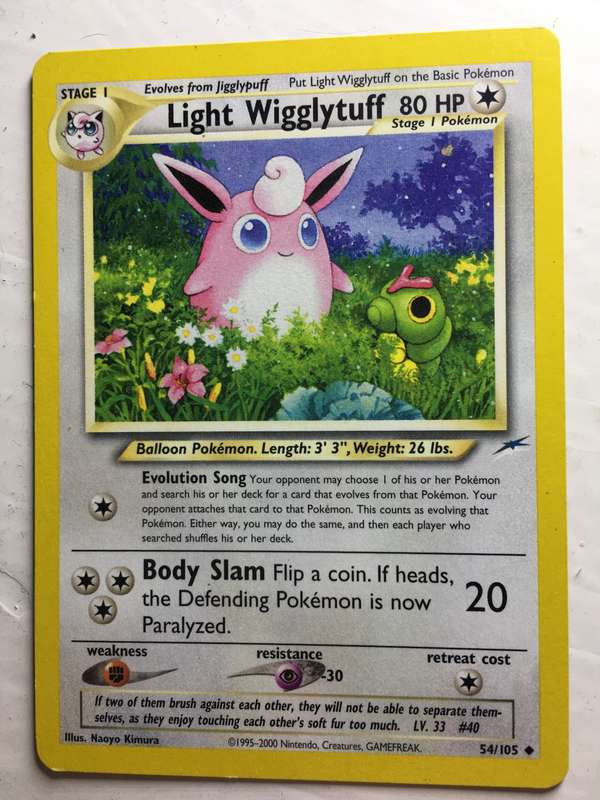 VINTAGE POKEMON TRADING CARD - LIGHT WIGGLYTUFF