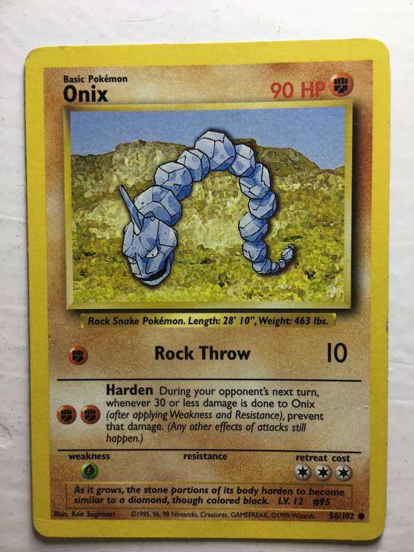 VINTAGE POKEMON TRADING CARD - ONIX